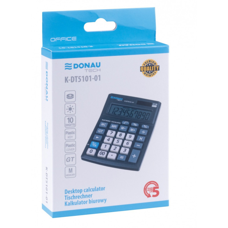 Kalkulator biurowy DONAU TECH OFFICE, CI-CMB1001BK, 10-cyfr. wyświetlacz, wym. 137x101x30mm, czarny