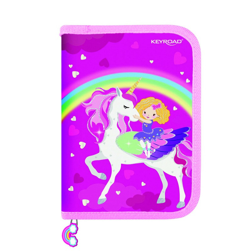 Piórnik KEYROAD, wyposażony, 42 elementy, 19x13x4,2 cm, mix kolorów