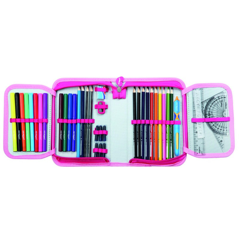 Piórnik KEYROAD, wyposażony, 42 elementy, 19x13x4,2 cm, mix kolorów