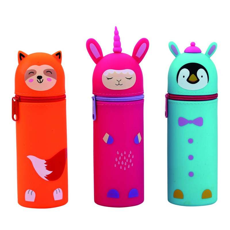 Piórnik silikonowy KEYROAD, zwierzaki tuba, mix kolorów