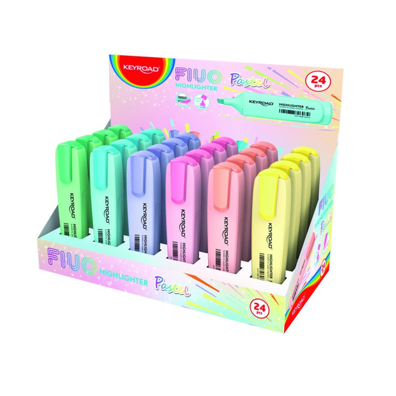 Zakreślacz KEYROAD, pastel, 24 szt., display, mix kolorów
