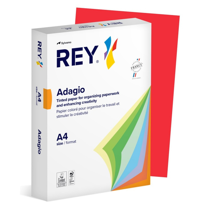 Papier ksero REY ADAGIO, A4, 80gsm, 22 czerwony intense INTENSE *RYADA080X429 R200, 500 ark.