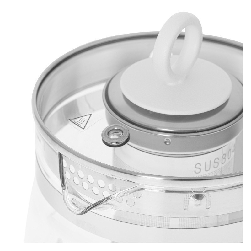 Czajnik elektryczny ADLER AD 1299, 1,5L, z regulacją temperatury i zaparzaczem, szklany, biały