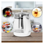 Czajnik elektryczny ADLER AD 1299, 1,5L, z regulacją temperatury i zaparzaczem, szklany, biały