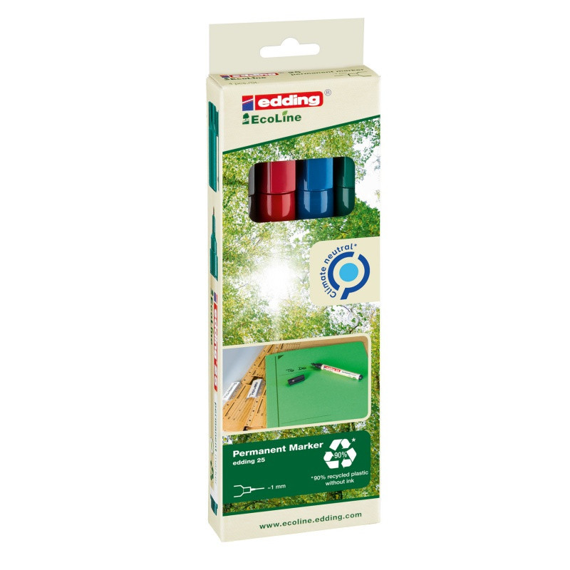 Marker permanentny e-35 EDDING Ecoline, 1mm, 4 szt., mix kolorów
