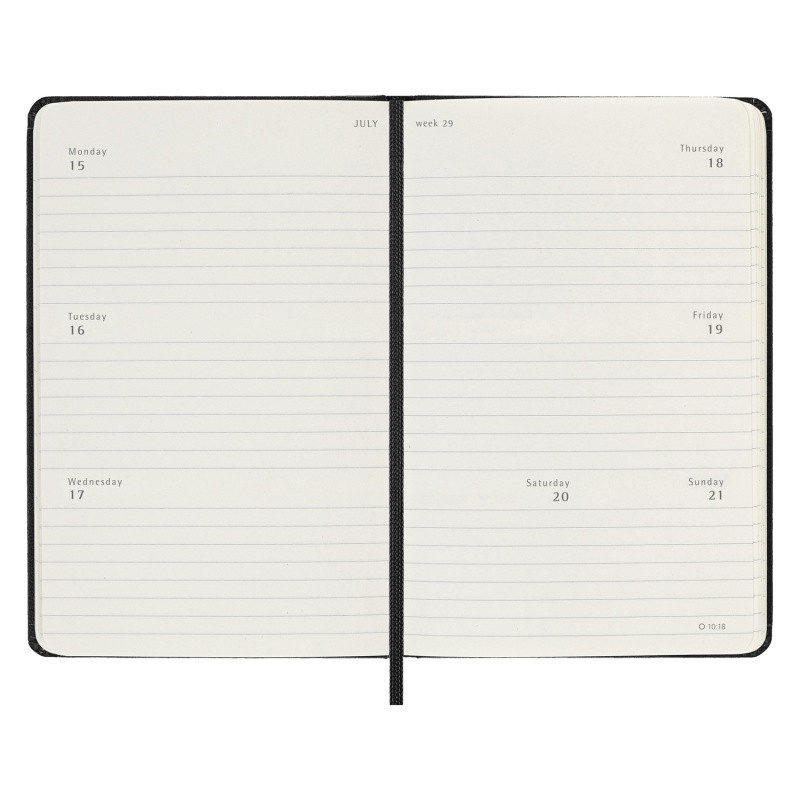 Kalendarz tygodniowy horyzontalny MOLESKINE 2023/24, 18M, P, twarda oprawa, czarny