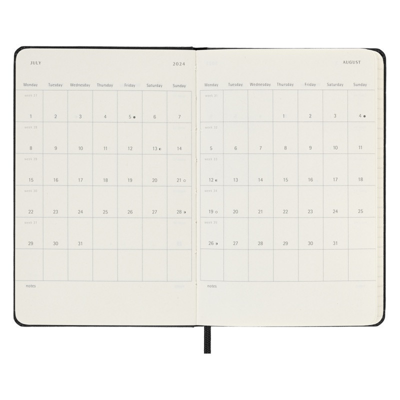 Kalendarz tygodniowy horyzontalny MOLESKINE 2023/24, 18M, P, twarda oprawa, czarny