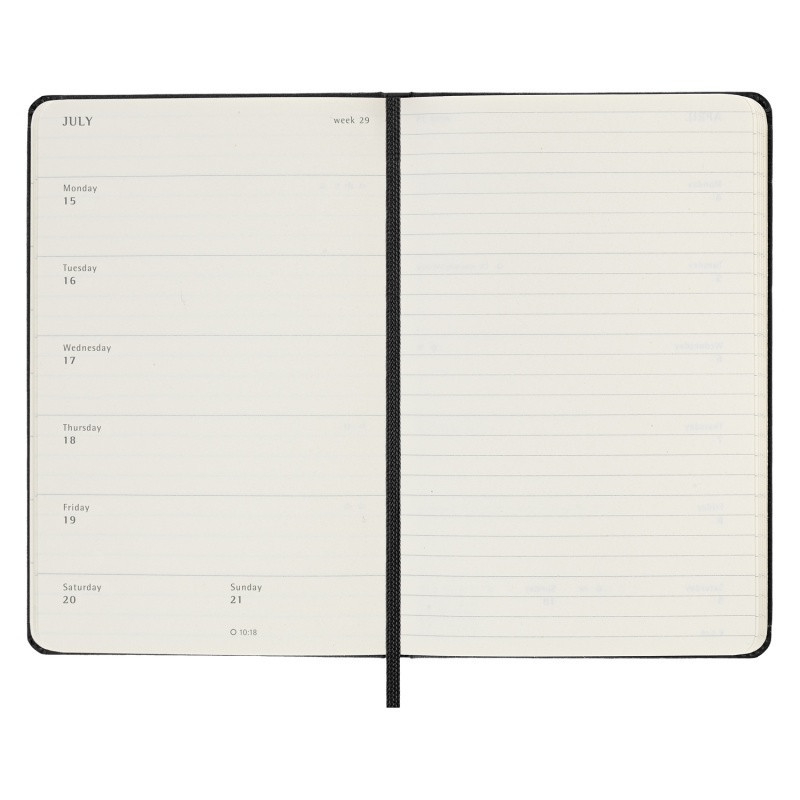 Kalendarz tygodniowy MOLESKINE 2023/24, 18M, P, twarda oprawa, czarny