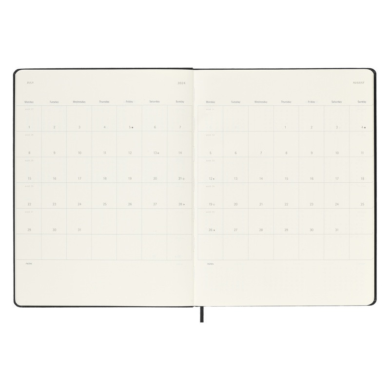 Kalendarz tygodniowy MOLESKINE 2023/24, 18M, XL, twarda oprawa, czarny
