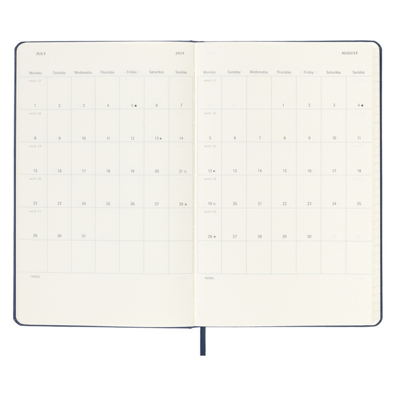 Kalendarz tygodniowy MOLESKINE 2023/24, 18M, L, twarda oprawa, sapphire blue