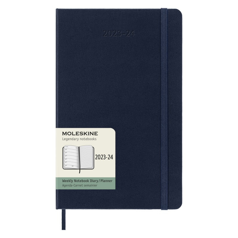 Kalendarz tygodniowy MOLESKINE 2023/24, 18M, L, twarda oprawa, sapphire blue