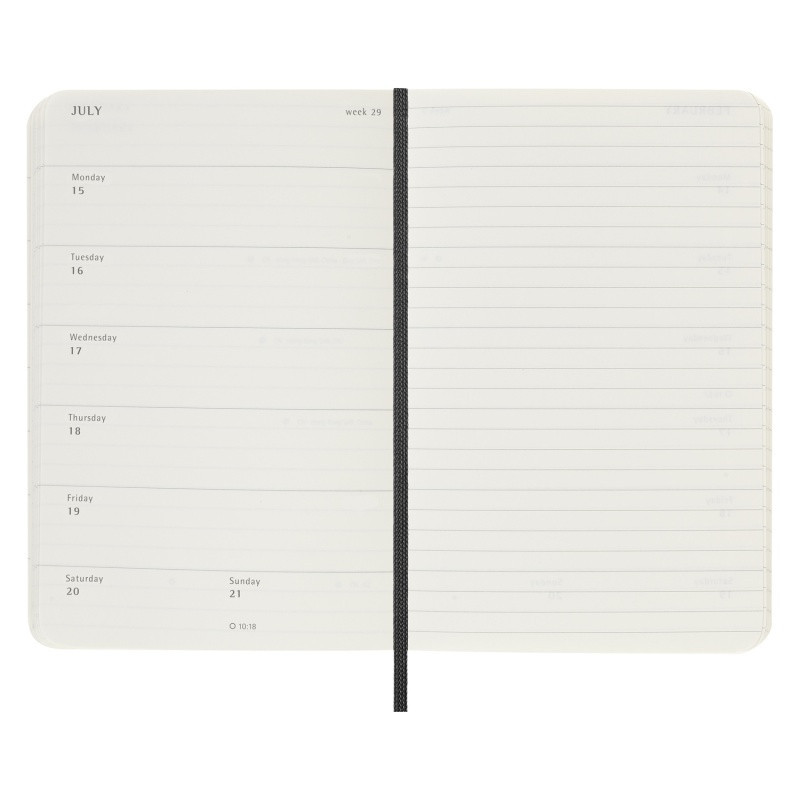 Kalendarz tygodniowy MOLESKINE 2023/24, 18M, P, miękka oprawa, czarny
