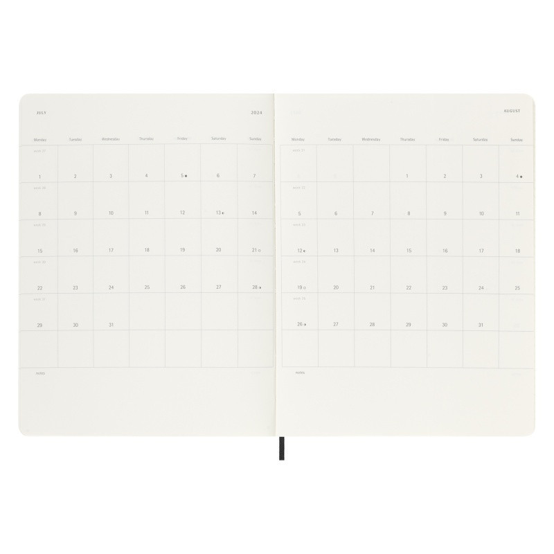Kalendarz tygodniowy MOLESKINE 2023/24, 18M, XL, miękka oprawa, czarny