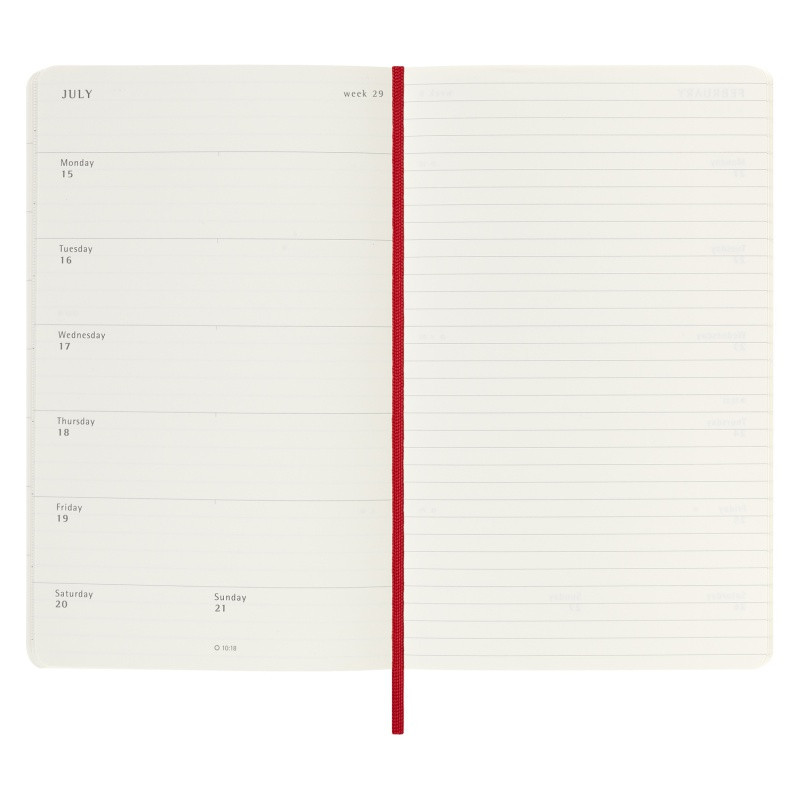 Kalendarz tygodniowy MOLESKINE 2023/24, 18M, L, miękka oprawa, scarlet red