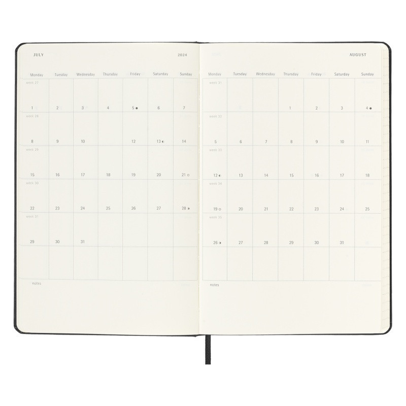 Kalendarz dzienny MOLESKINE 2024, 12M, L, twarda oprawa, czarny