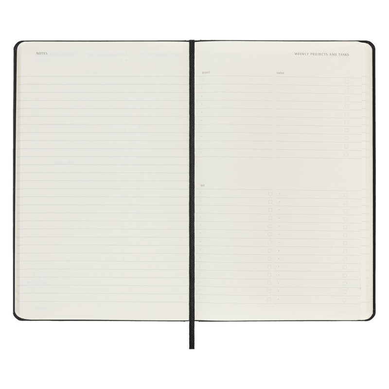 Kalendarz tygodniowy vertykalny MOLESKINE PRO 2024, 12M, L, twarda oprawa, czarny