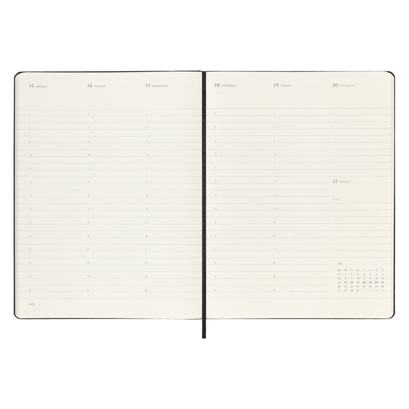 Kalendarz tygodniowy vertykalny MOLESKINE PRO 2024, 12M, XL, twarda oprawa, czarny