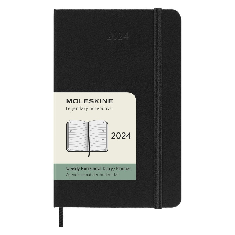 Kalendarz tygodniowy horyzontalny MOLESKINE 2024, 12M, P, twarda oprawa, czarny