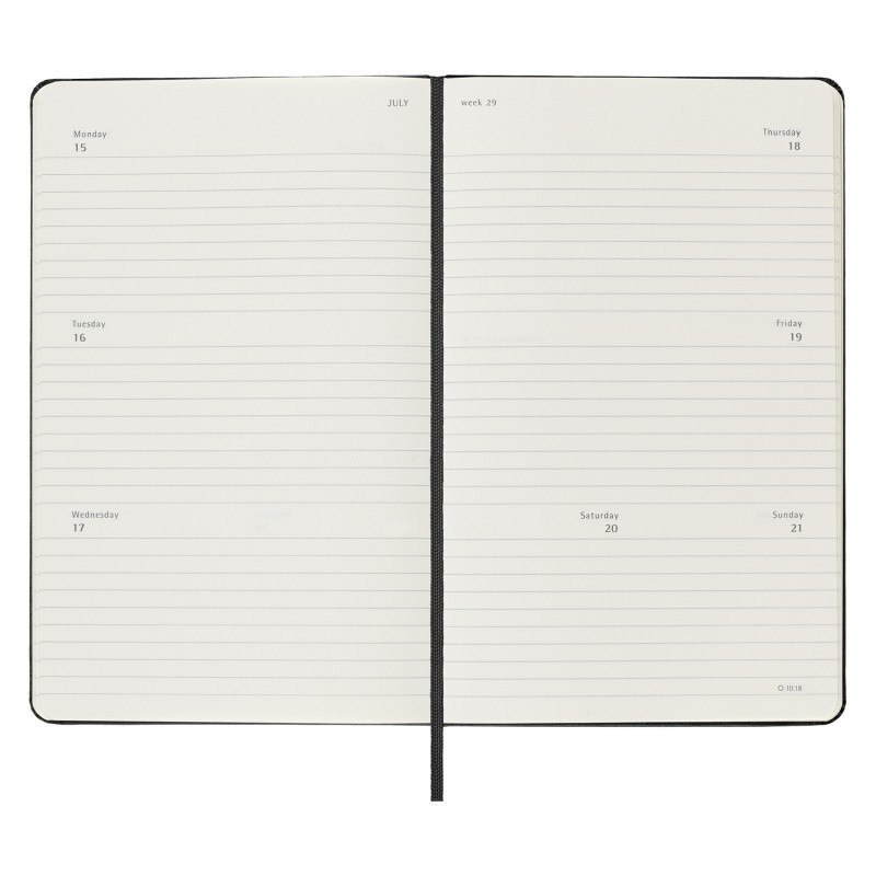 Kalendarz tygodniowy horyzontalny MOLESKINE 2024, 12M, L, twarda oprawa, czarny