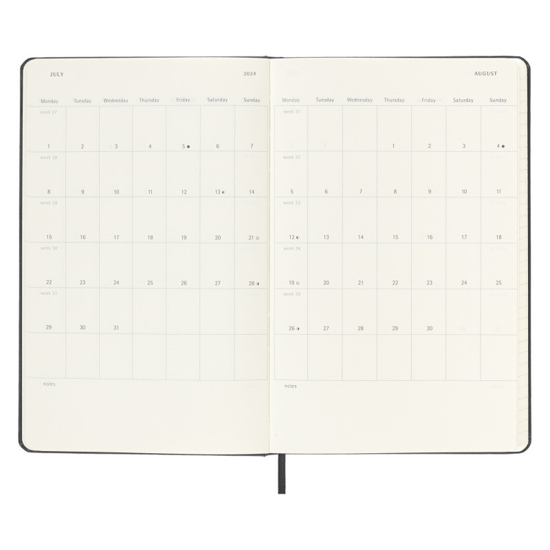 Kalendarz tygodniowy MOLESKINE 2024, 12M, L, twarda oprawa, czarny
