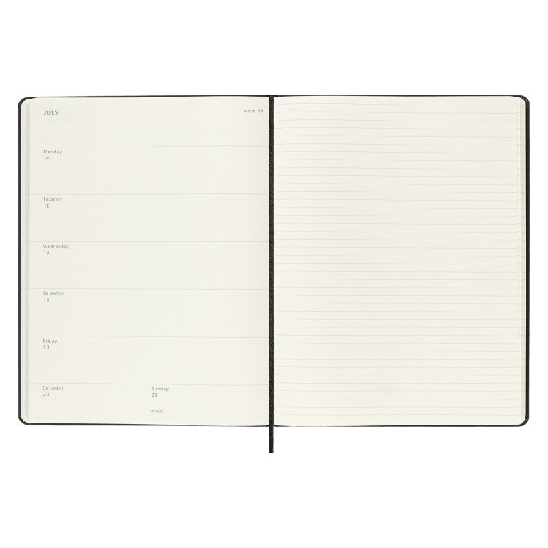 Kalendarz tygodniowy MOLESKINE 2024, 12M, XL, twarda oprawa, czarny