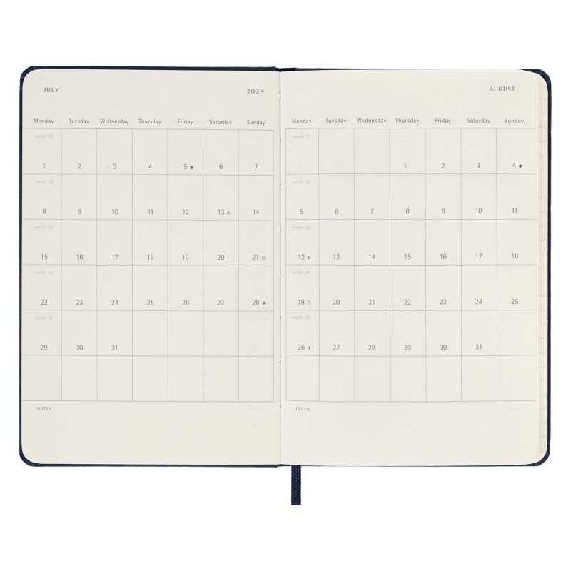Kalendarz tygodniowy MOLESKINE 2024, 12M, P, twarda oprawa, sapphire blue