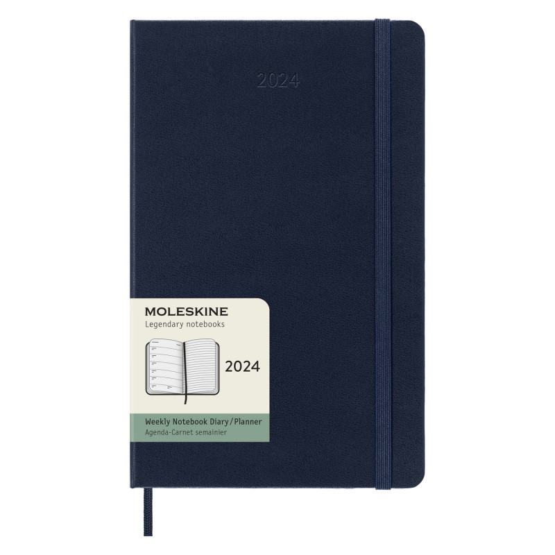 Kalendarz tygodniowy MOLESKINE 2024, 12M, L, twarda oprawa, sapphire blue