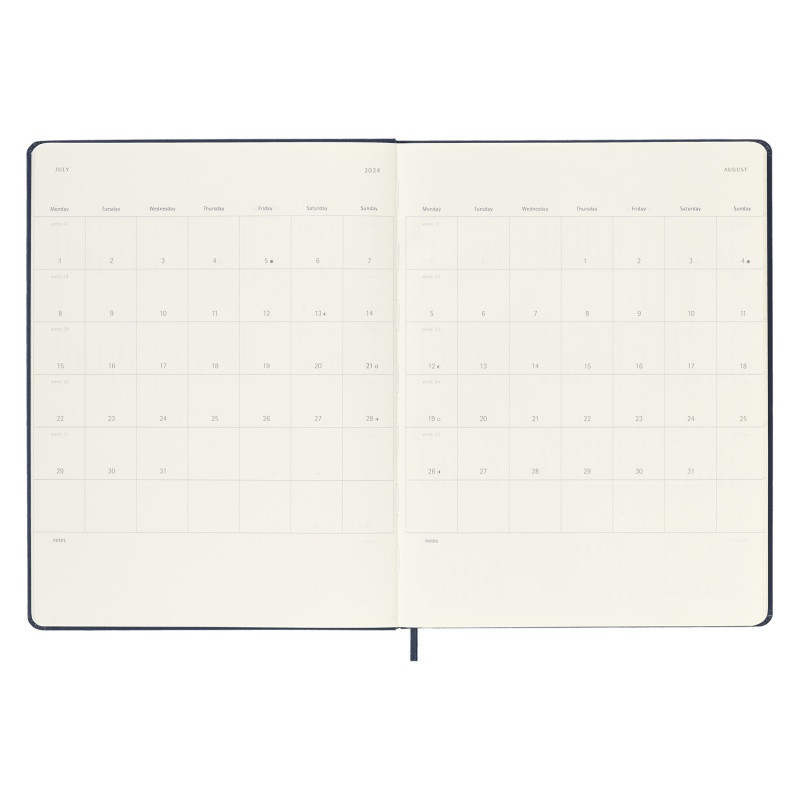 Kalendarz tygodniowy MOLESKINE 2024, 12M, XL, twarda oprawa, sapphire blue