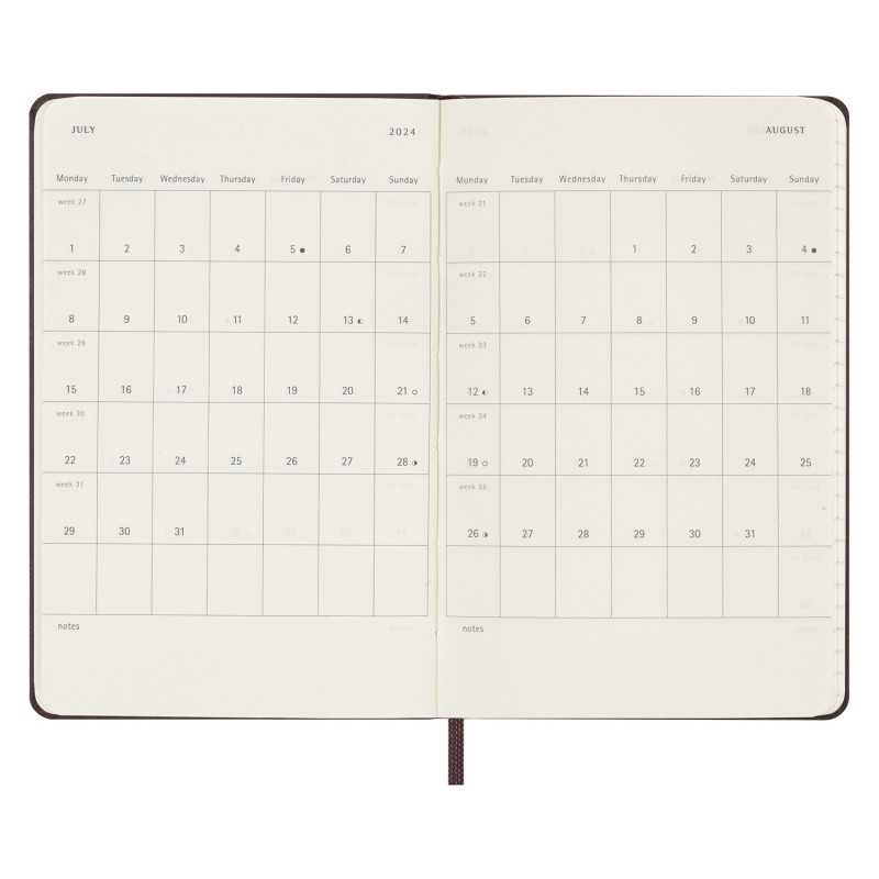 Kalendarz tygodniowy MOLESKINE 2024, 12M, P, twarda oprawa, burgundy red