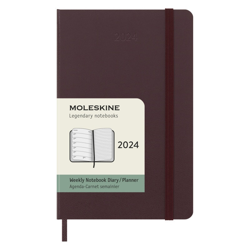 Kalendarz tygodniowy MOLESKINE 2024, 12M, P, twarda oprawa, burgundy red