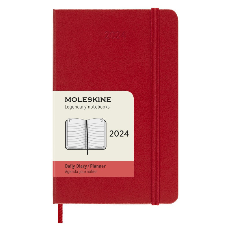 Kalendarz dzienny MOLESKINE 2024, 12M, P, twarda oprawa, scarlet red
