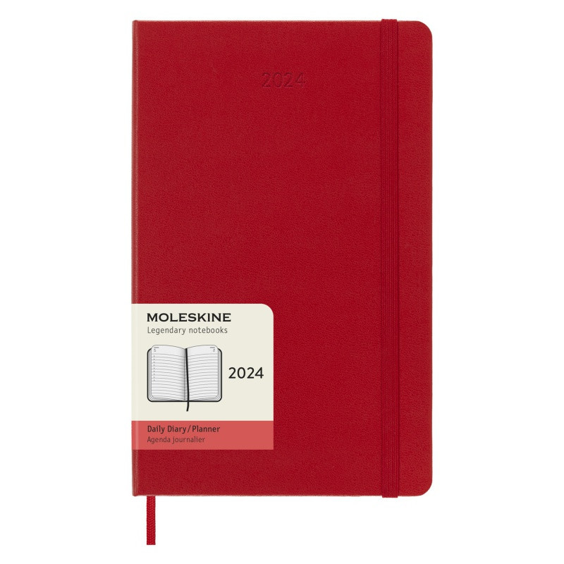 Kalendarz dzienny MOLESKINE 2024, 12M, L, twarda oprawa, scarlet red