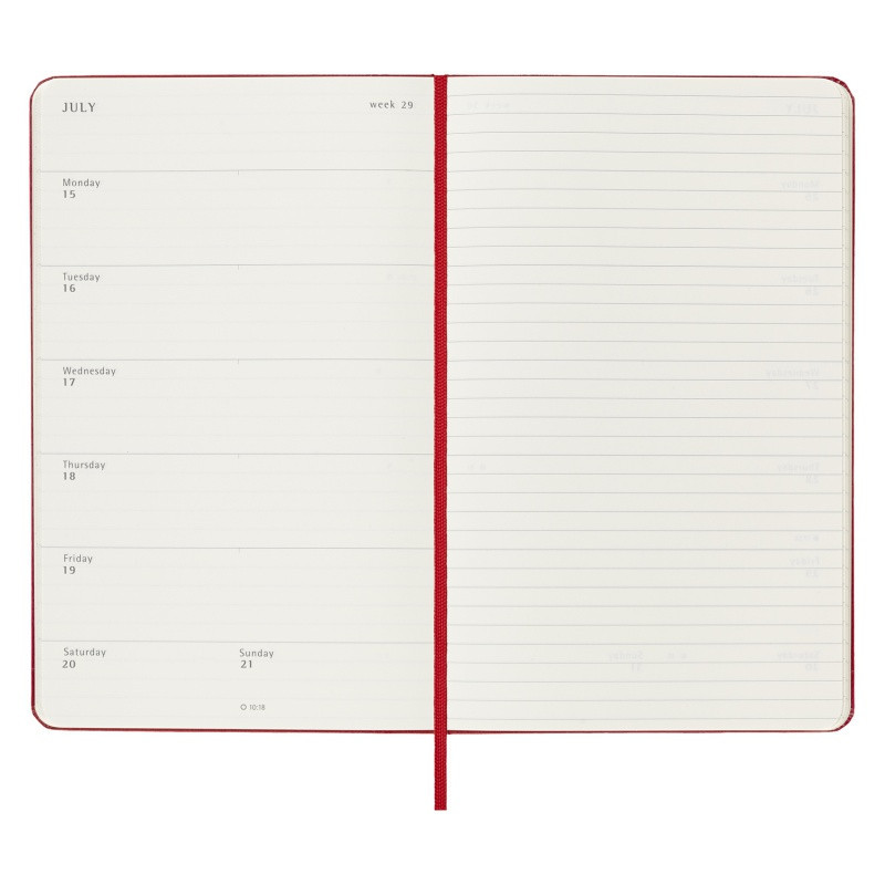 Kalendarz tygodniowy MOLESKINE 2024, 12M, L, twarda oprawa, scarlet red