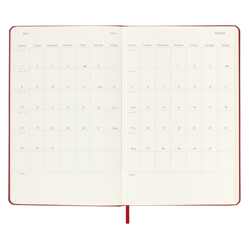 Kalendarz tygodniowy MOLESKINE 2024, 12M, L, twarda oprawa, scarlet red