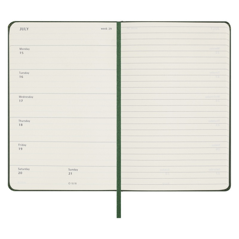 Kalendarz tygodniowy MOLESKINE 2024, 12M, P, twarda oprawa, myrtle green