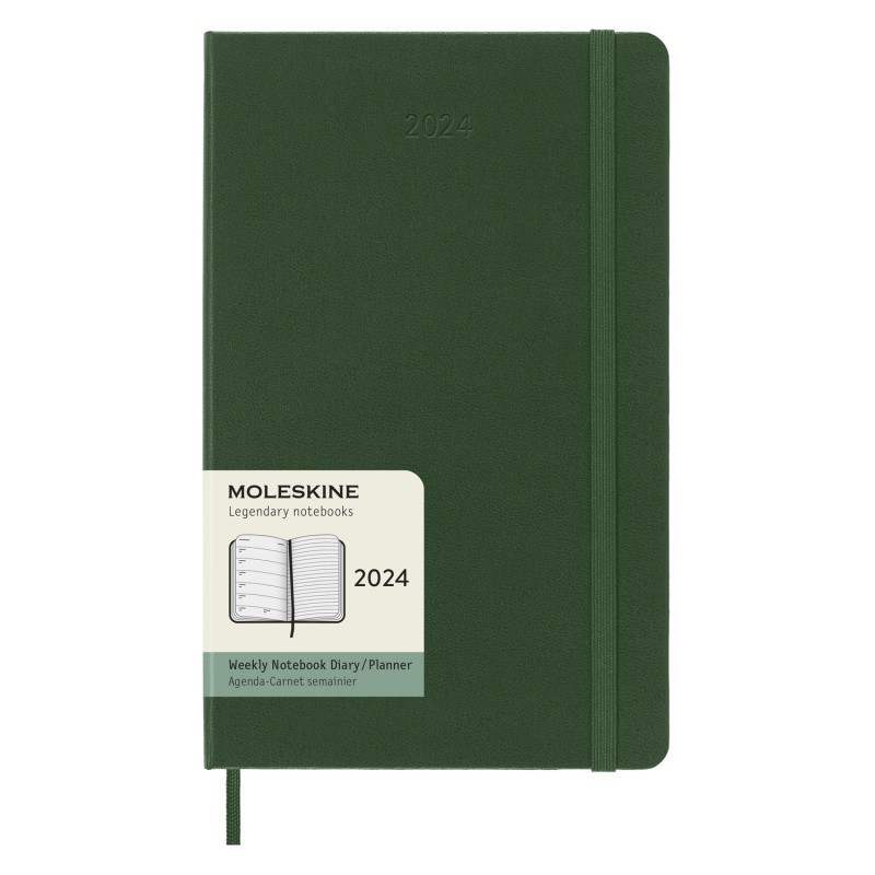 Kalendarz tygodniowy MOLESKINE 2024, 12M, L, twarda oprawa, myrtle green