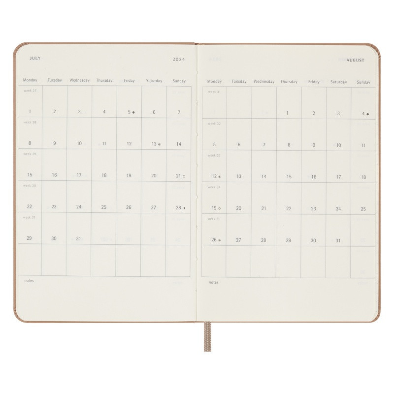Kalendarz tygodniowy MOLESKINE 2024, 12M, P, twarda oprawa, sandy brown