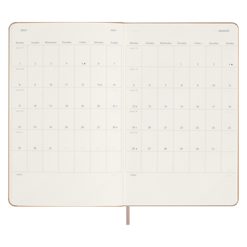 Kalendarz tygodniowy MOLESKINE 2024, 12M, L, twarda oprawa, sandy brown