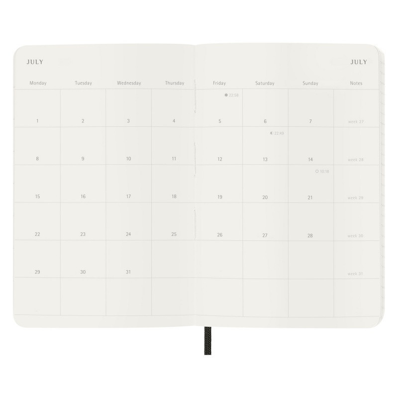 Kalendarz miesięczny MOLESKINE 2024, 12M, P, miękka oprawa, czarny