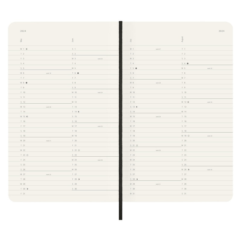 Kalendarz miesięczny MOLESKINE 2024, 12M, L, miękka oprawa, czarny