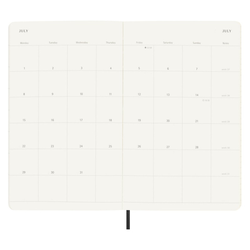 Kalendarz miesięczny MOLESKINE 2024, 12M, L, miękka oprawa, czarny