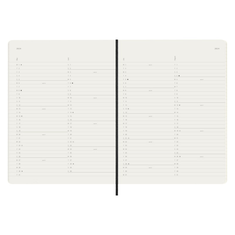 Kalendarz miesięczny MOLESKINE 2024, 12M, XL, miękka oprawa, czarny