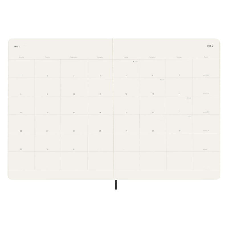 Kalendarz miesięczny MOLESKINE 2024, 12M, XL, miękka oprawa, czarny