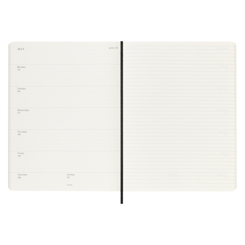 Kalendarz tygodniowy MOLESKINE 2024, 12M, XL, miękka oprawa, czarny