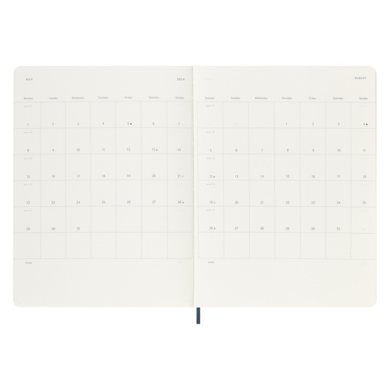 Kalendarz tygodniowy MOLESKINE 2024, 12M, XL, miękka oprawa, sapphire blue