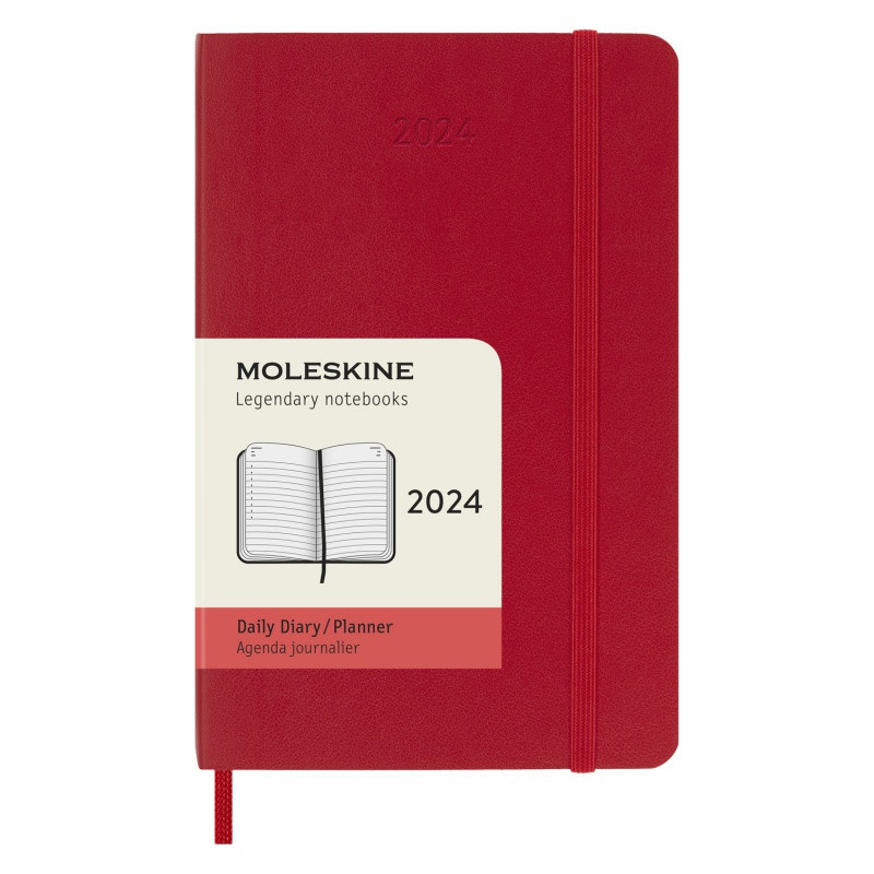 Kalendarz dzienny MOLESKINE 2024, 12M, P, miękka oprawa, scarlet red
