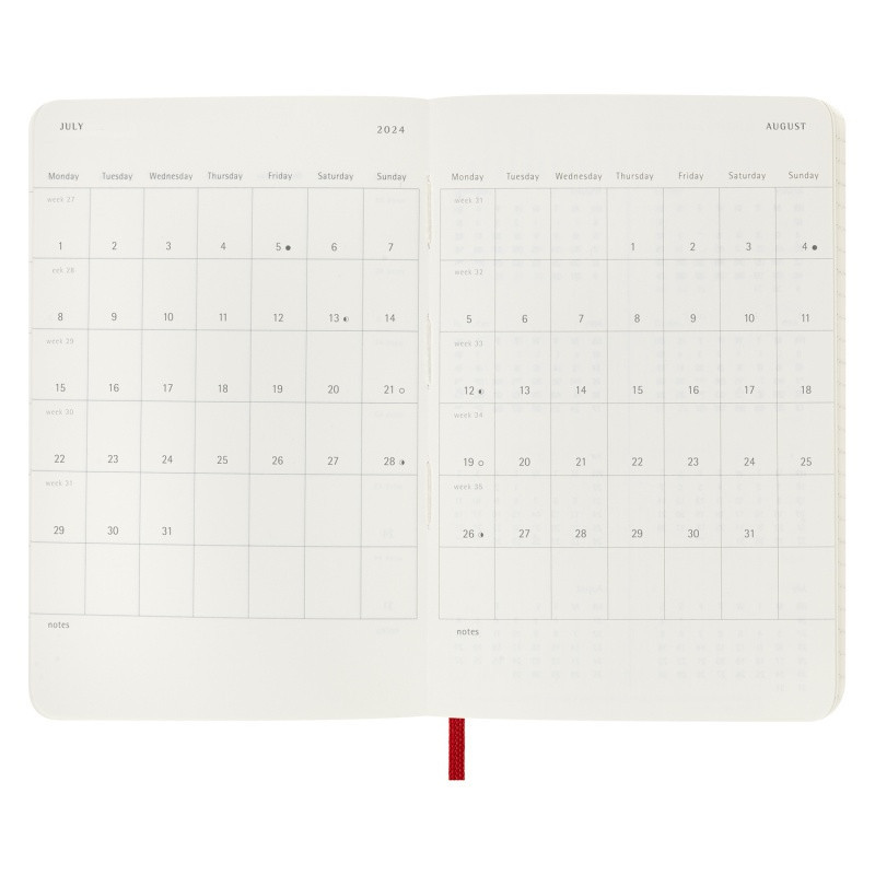 Kalendarz tygodniowy MOLESKINE 2024, 12M, P, miękka oprawa, scarlet red