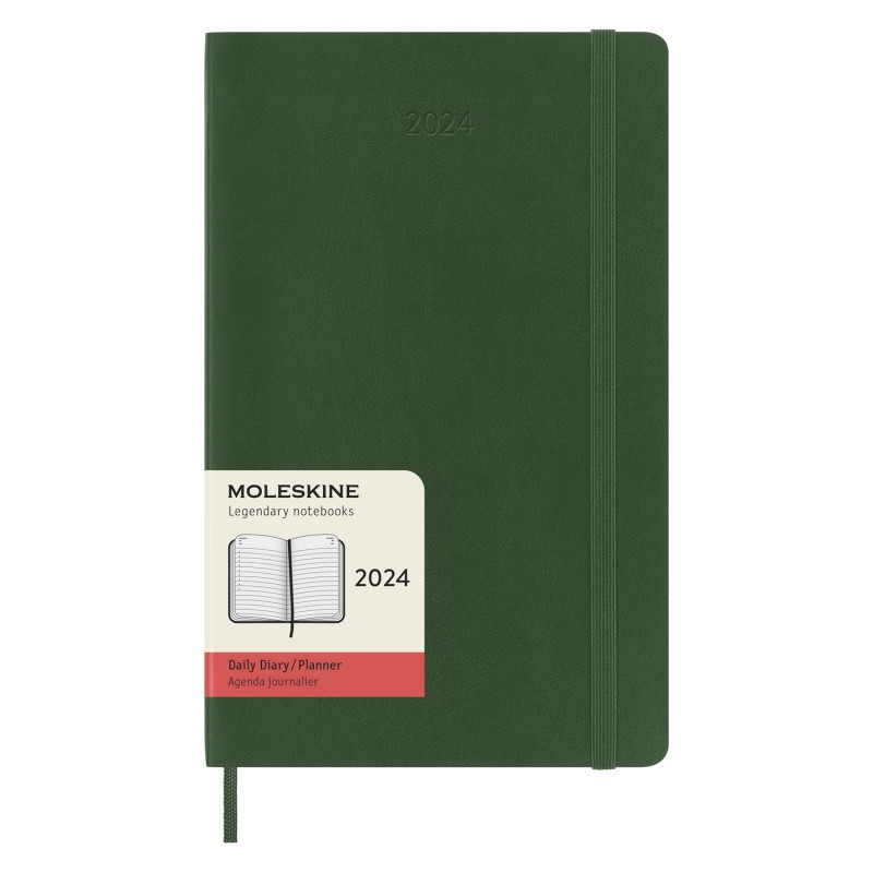 Kalendarz dzienny MOLESKINE 2024, 12M, L, miękka oprawa, myrtle green