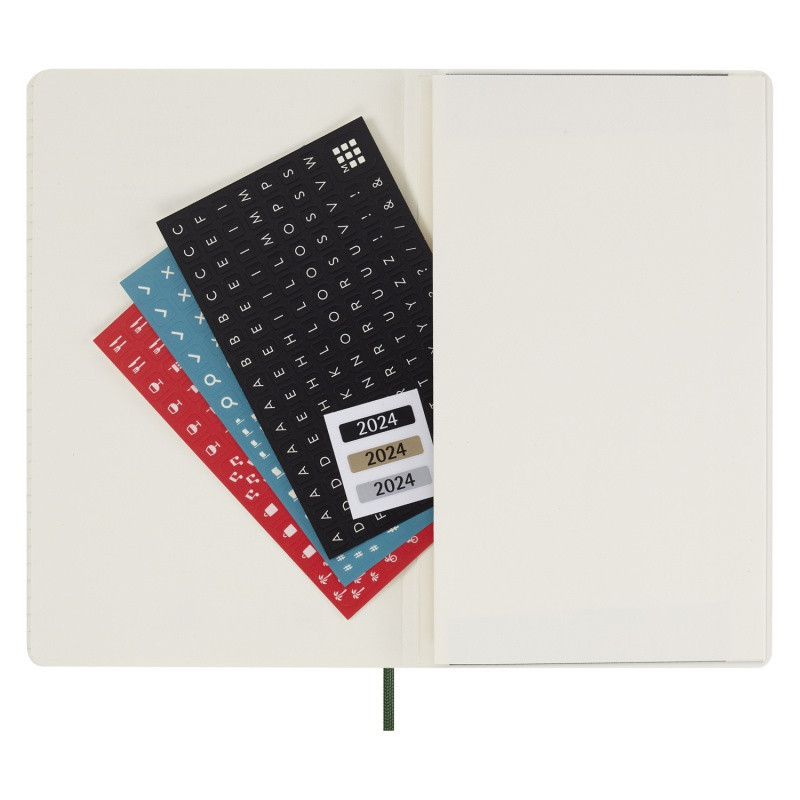 Kalendarz tygodniowy MOLESKINE 2024, 12M, L, miękka oprawa, myrtle green