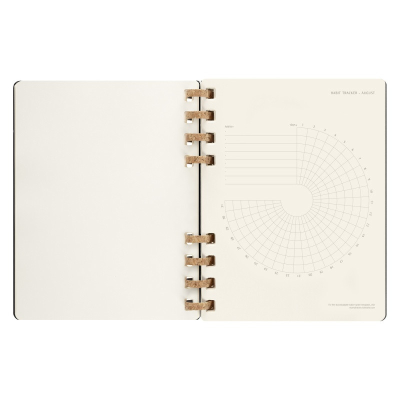 Kalendarz akademicki na spirali MOLESKINE lip 23 - cze 2024, XL, twarda oprawa, czarny